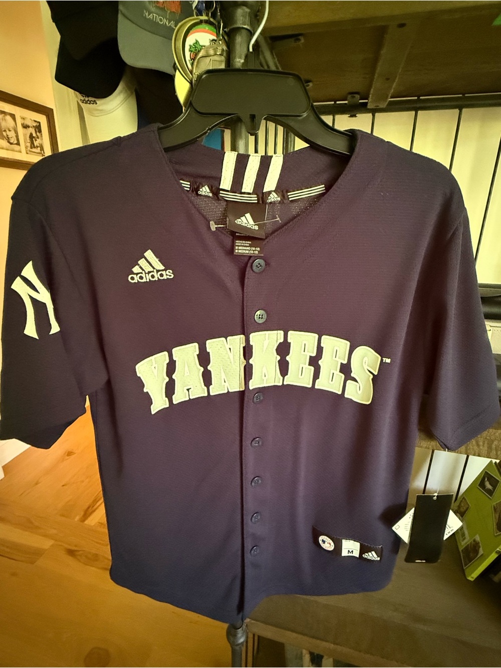 adidas Kids Yankees Purple Button-Front Jersey